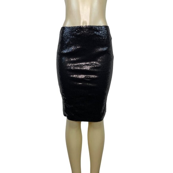 Calvin Klein Womens Black Sequin Pencil Skirt Size 12 Nylon/Polyester - Picture 1 of 6
